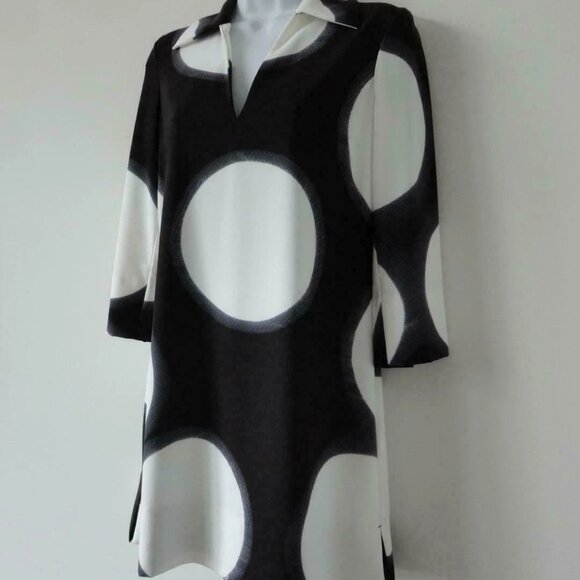 NWT ESCADA Nadota Black White Polka Dot 3/4 Sleeve Tunic Blouse Top 32 - Picture 2 of 9